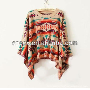 13STC5504 lady crewneck pullover ponchos wool